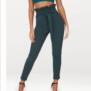 Emerald Green Skinny Paperbag Trousers NWOT